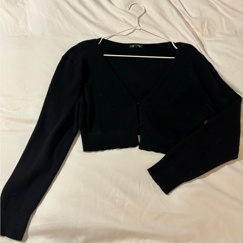 Women’s Black Cropped Sweater Cardigan Shawl